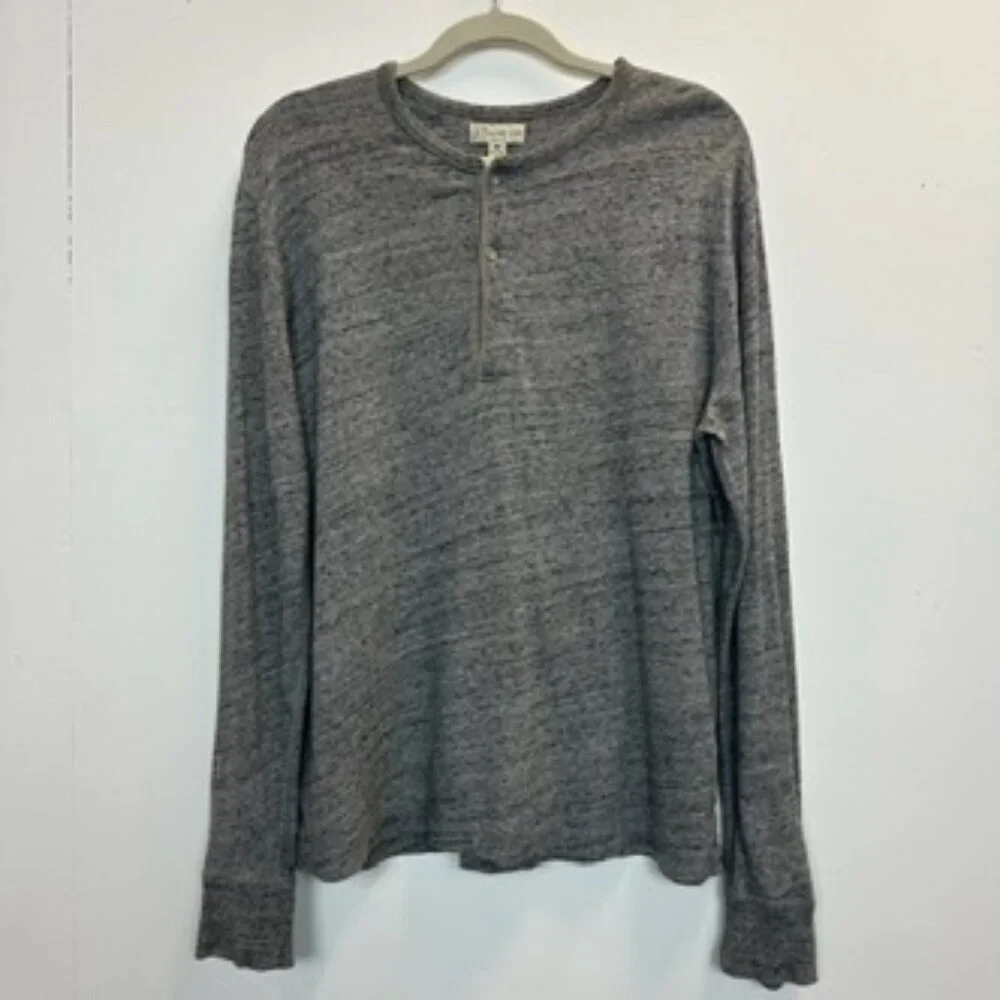 J.Crew Knit Goods Grey Heather Henley Long Sleeve Shirt Medium Slim